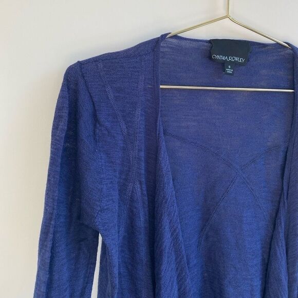 Cynthia Rowley Blue Drape Front Cardigan Sweater - Picture 4 of 4